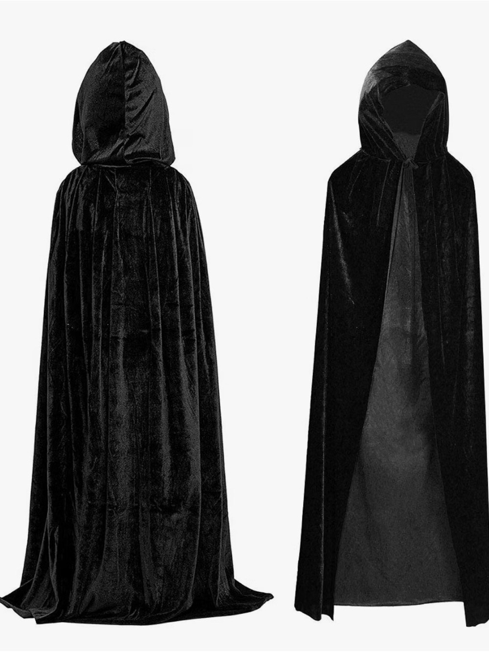 59” Halloween Adult Black Velvet Hooded Cloak/Cape